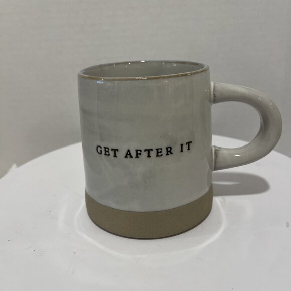 Hearth & Hand Magnolia Stoneware "Get After It" Coffee Cup Mug Bottom Raw Finish - Picture 1 of 16